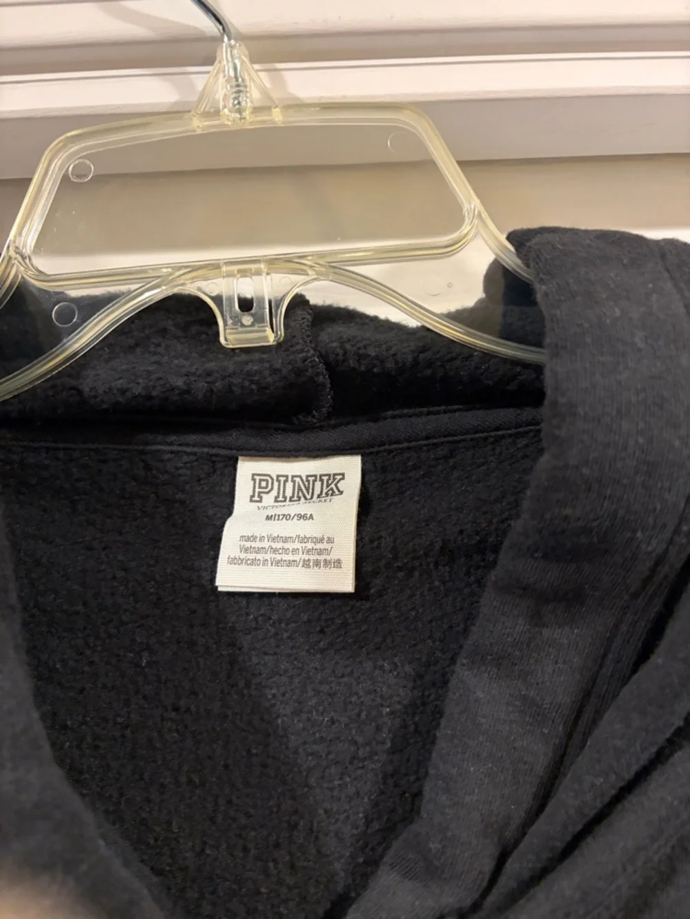 PINK Victoria's Secret Women's Black Pullover Hoodie with Logo w/pockets M - Picture 3 of 5